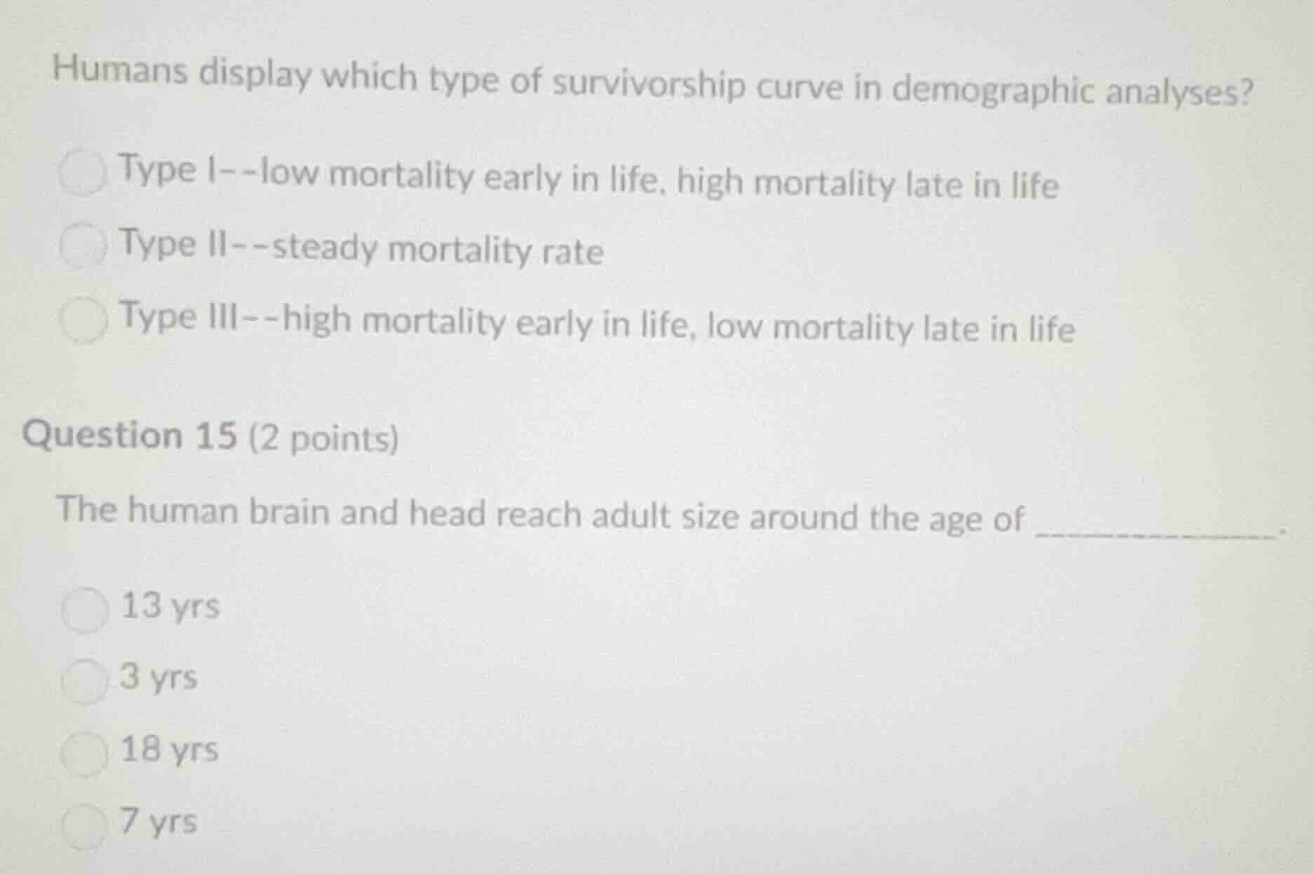 humans display which type of survivorship curve in demographic analyses…