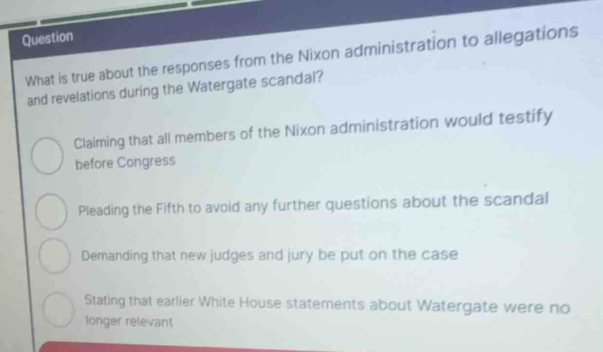 what is true about the responses from the nixon administration to alleg…