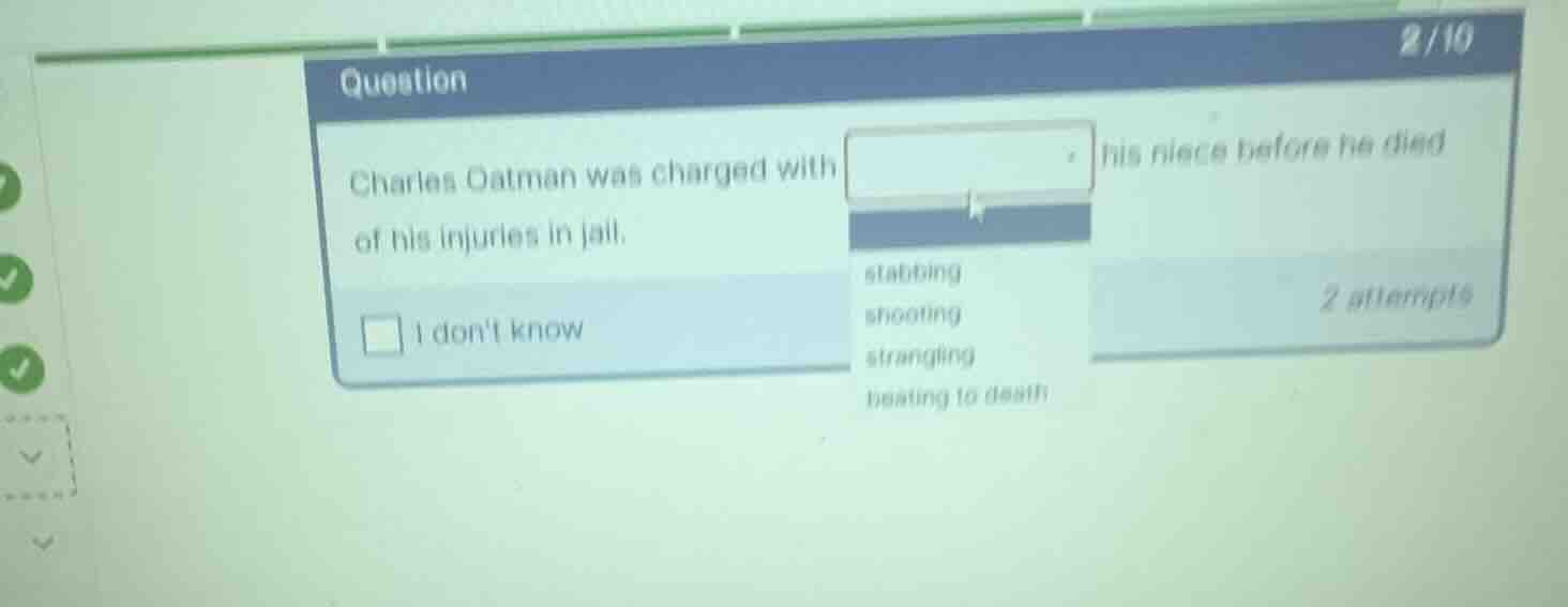 question charles oatman was charged with dropdown his niece before he d…
