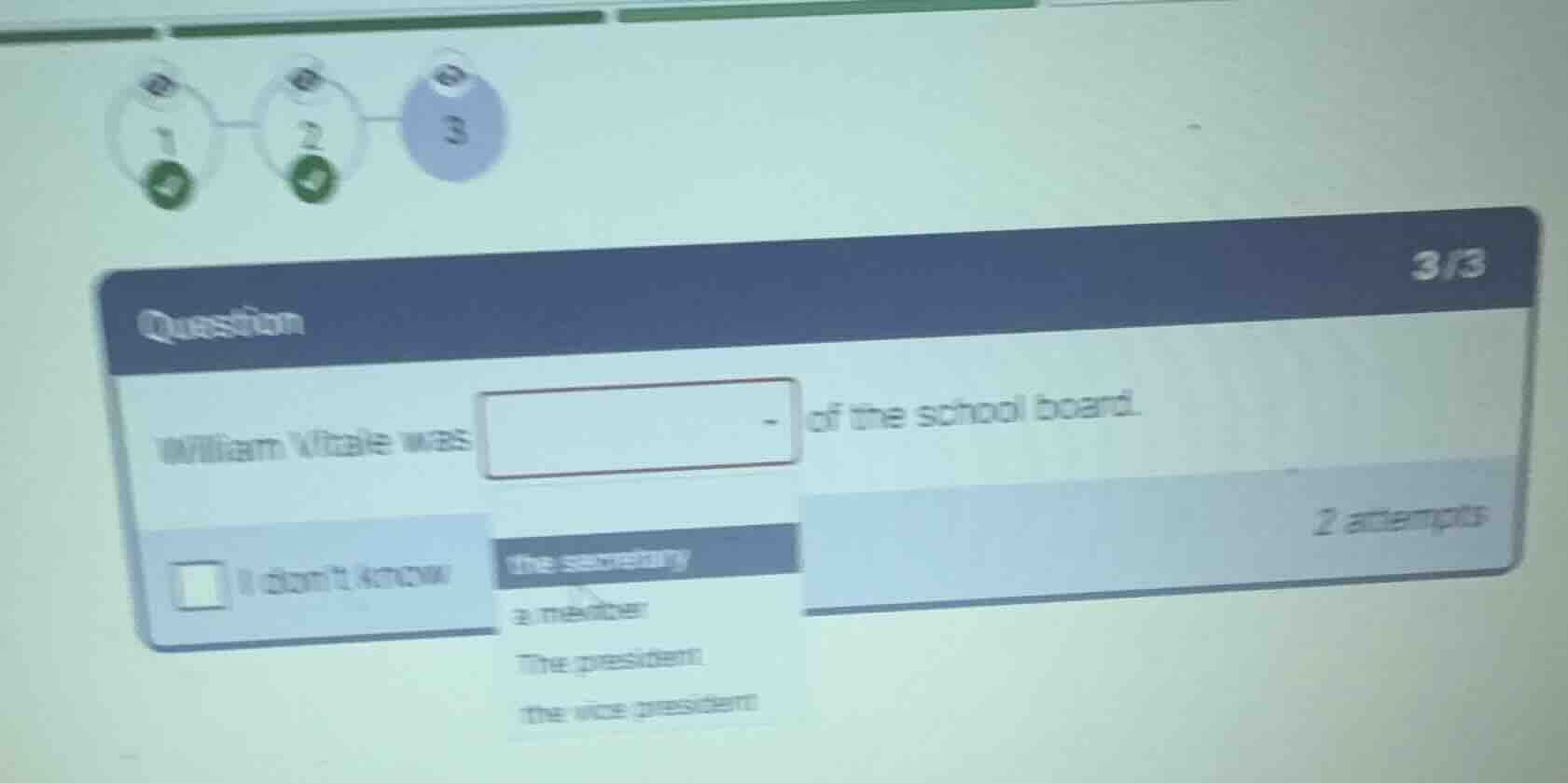 william vitale was dropdown of the school board. dropdown options: the …
