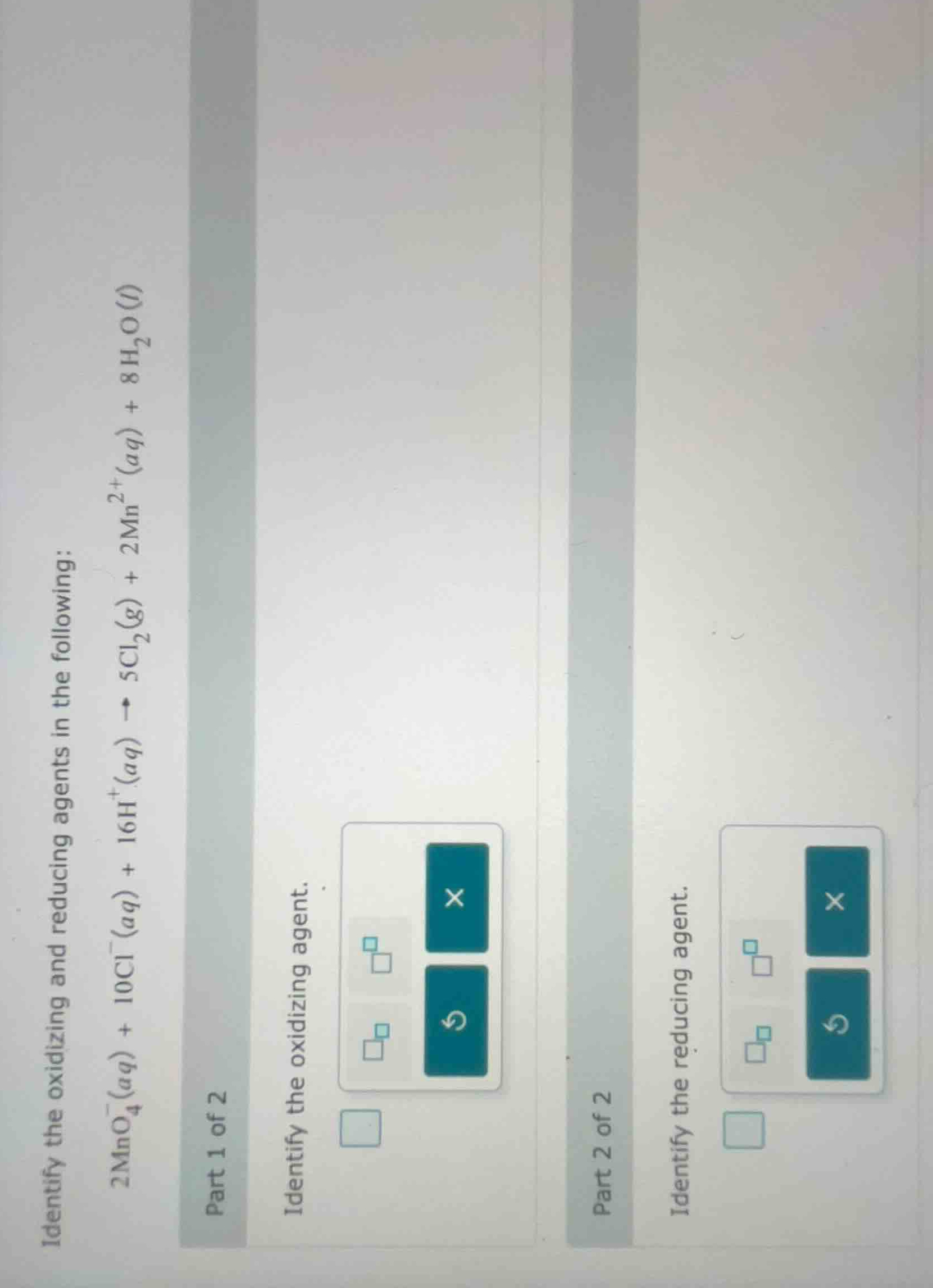 identify the oxidizing and reducing agents in the following: \\2\\text{…