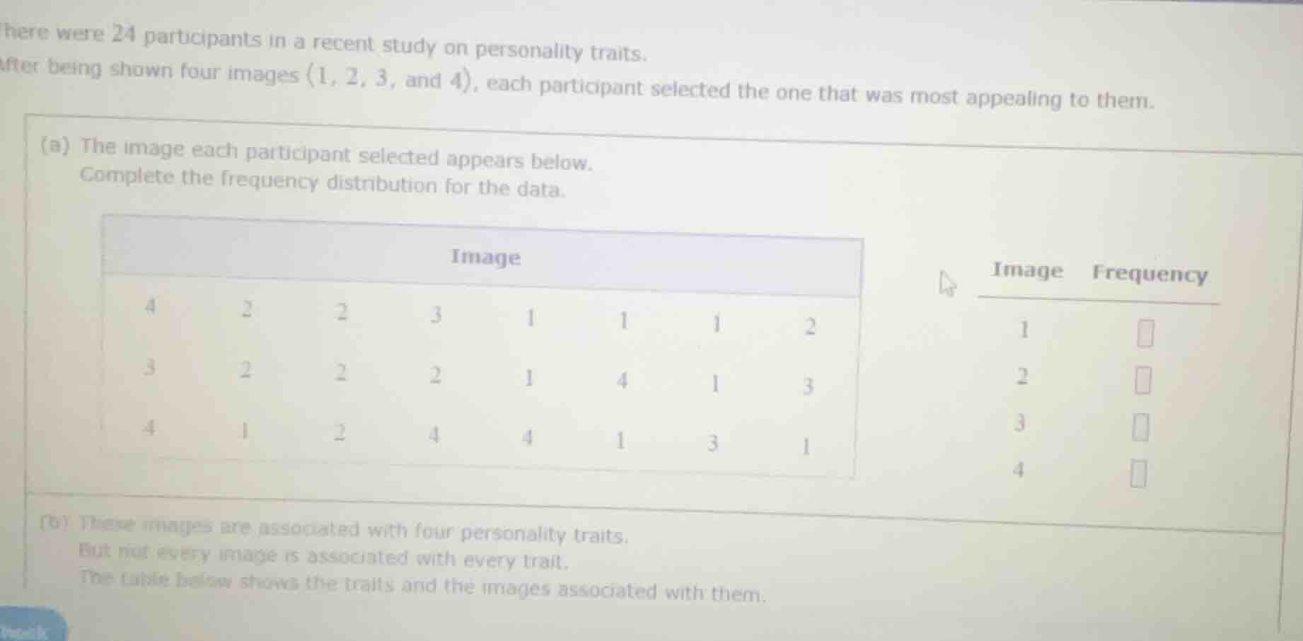 there were 24 participants in a recent study on personality traits. aft…