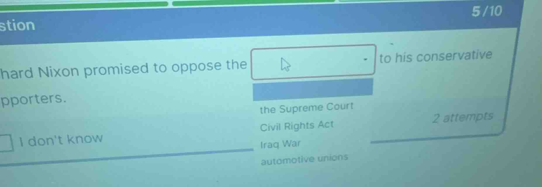 richard nixon promised to oppose the dropdown to his conservative suppo…