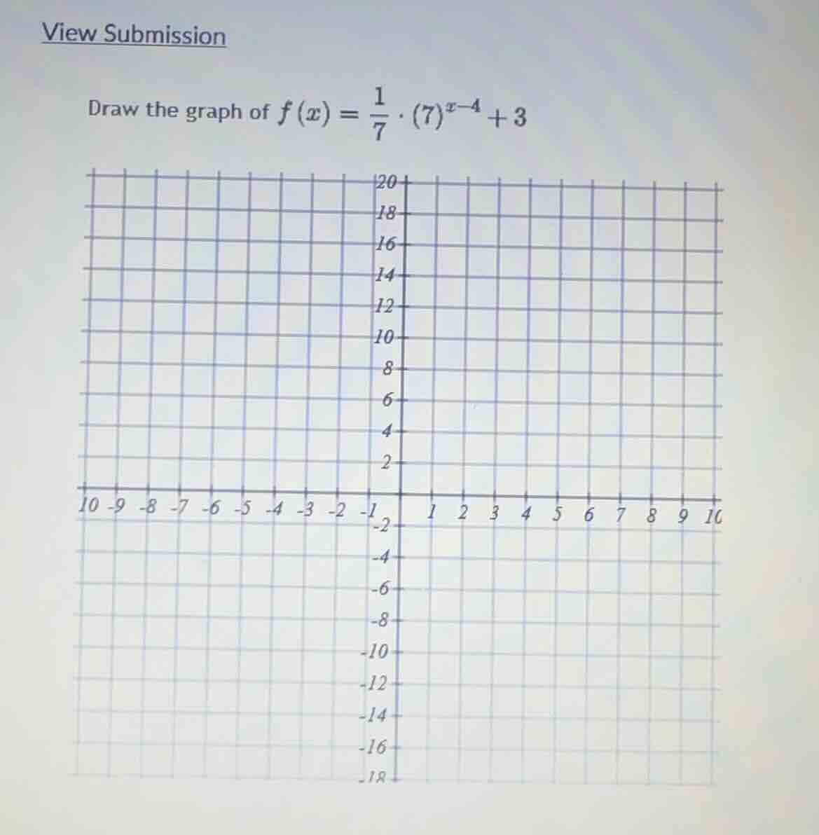 draw the graph of (f(x) = \frac{1}{7} cdot (7)^{x-4} + 3)