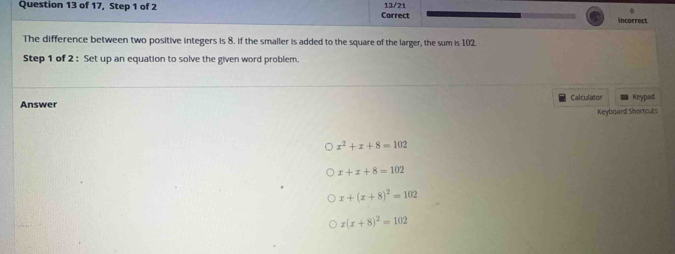 the difference between two positive integers is 8. if the smaller is ad…