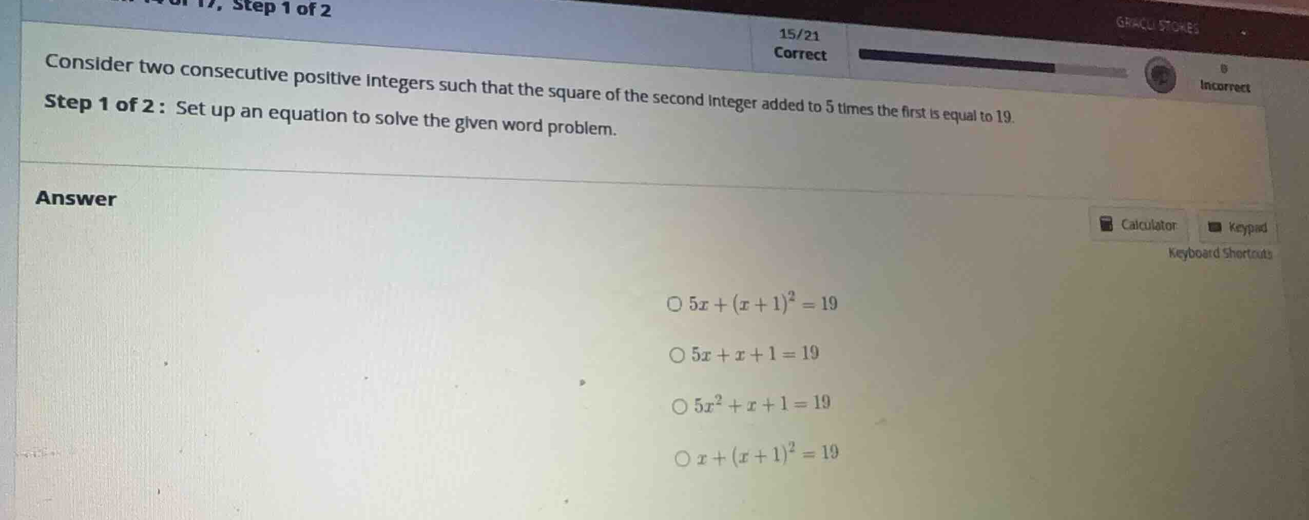 consider two consecutive positive integers such that the square of the …