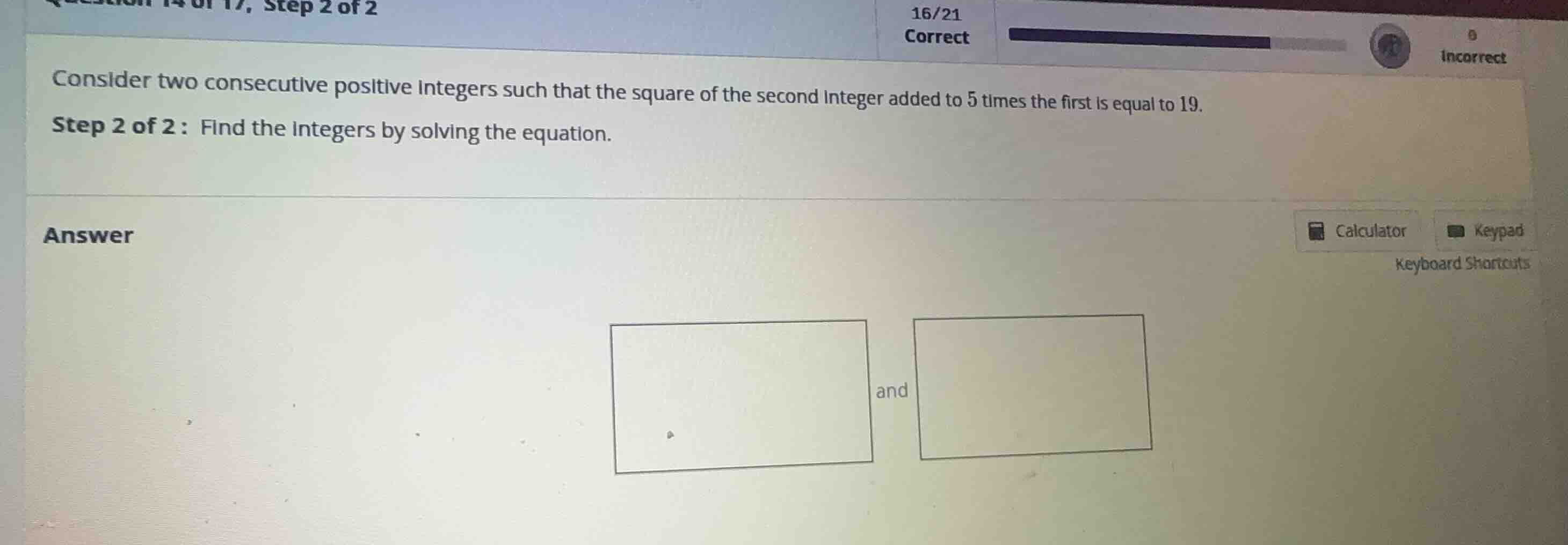 consider two consecutive positive integers such that the square of the …