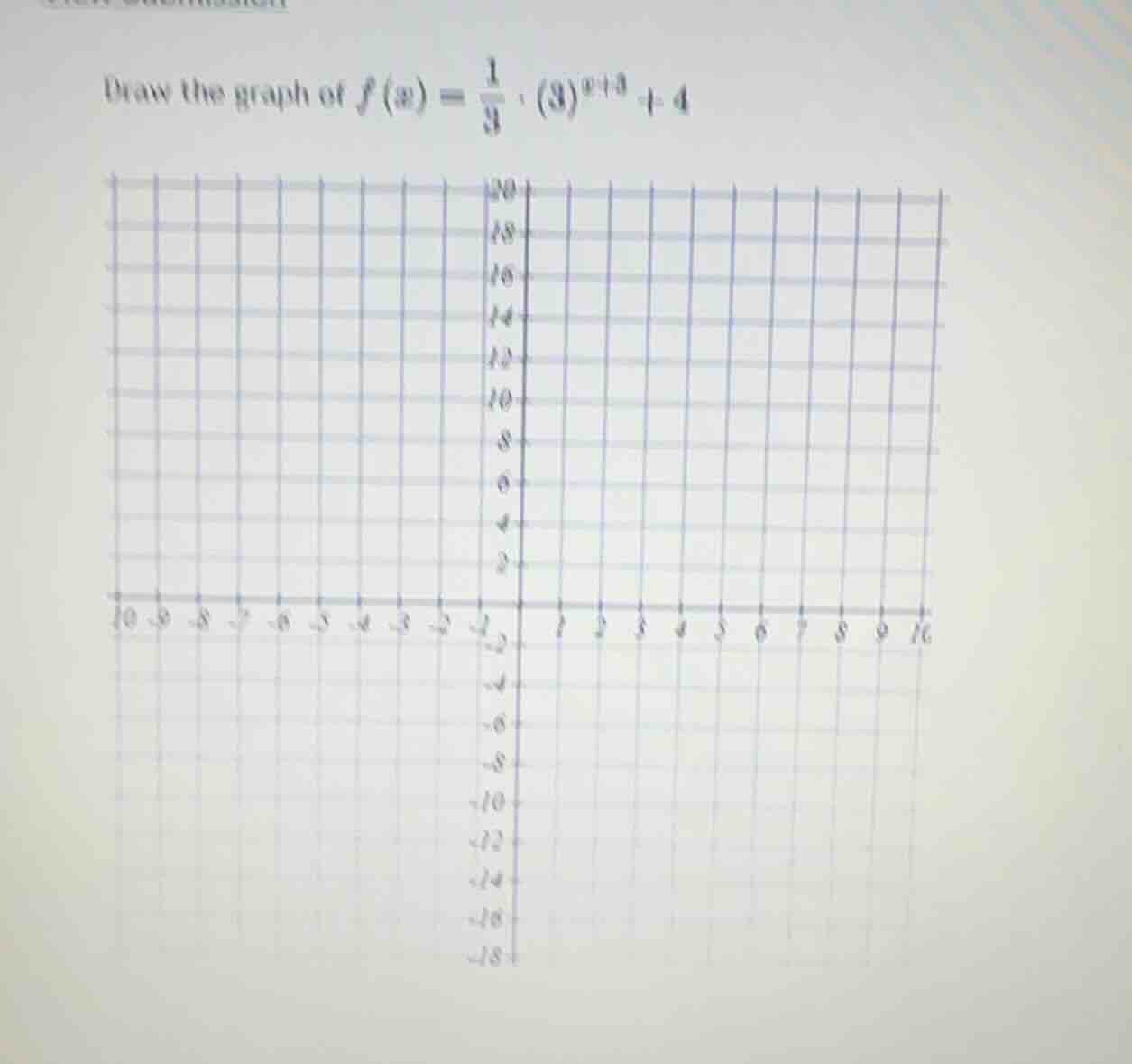 draw the graph of \\(f(x) = \\frac{1}{3} \\cdot (3)^{x+3} + 4\\)