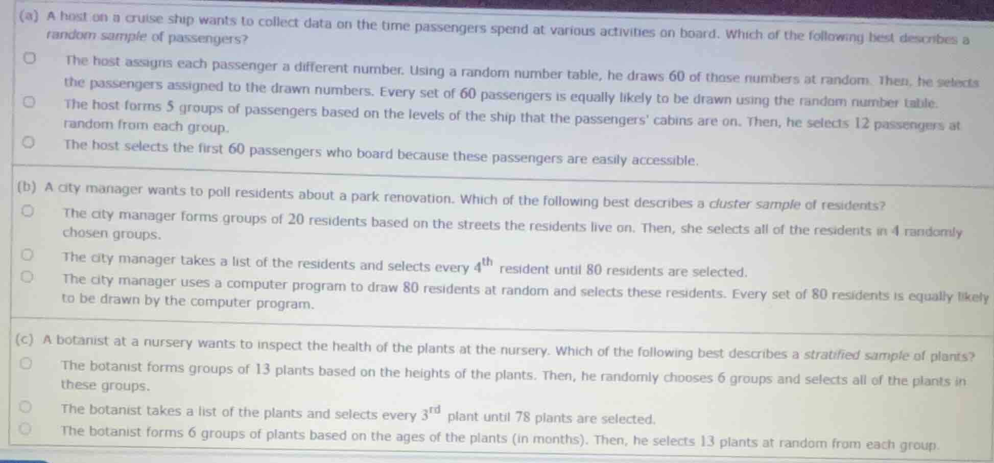 (a) a host on a cruise ship wants to collect data on the time passenger…