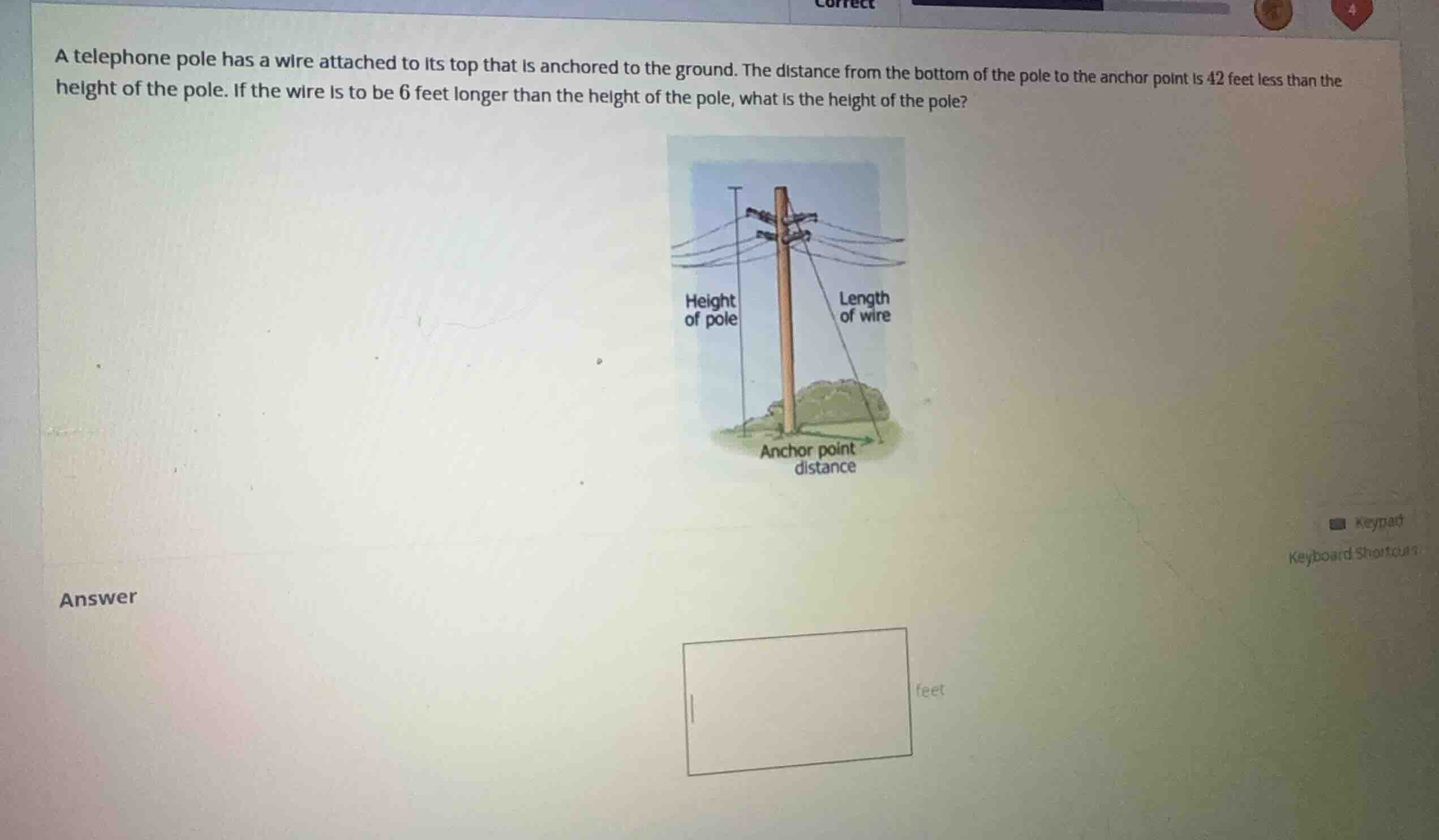 a telephone pole has a wire attached to its top that is anchored to the…