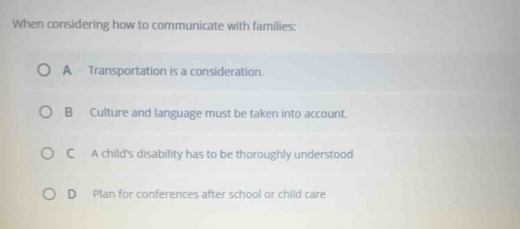 when considering how to communicate with families: a transportation is …