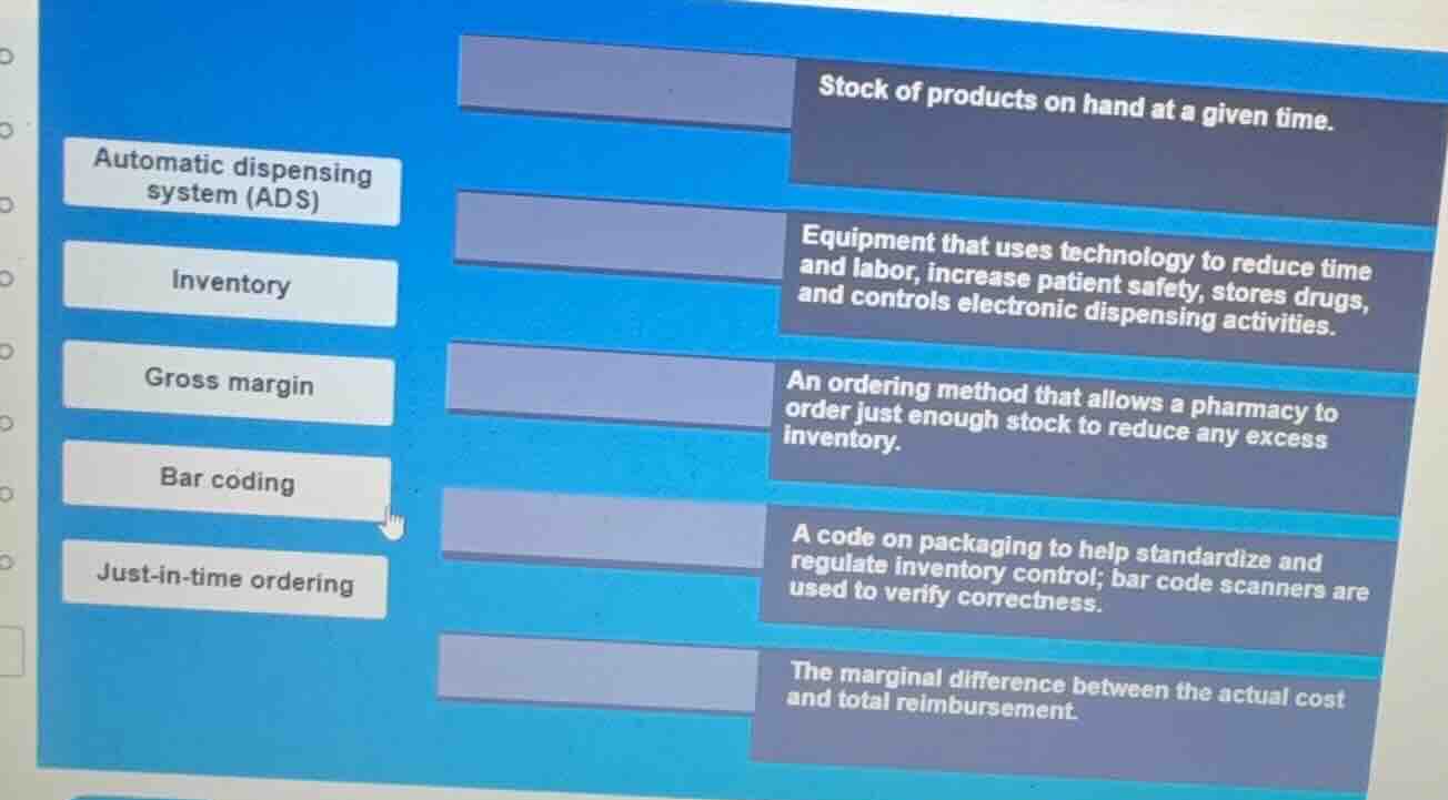 automatic dispensing system (ads) inventory gross margin bar coding jus…