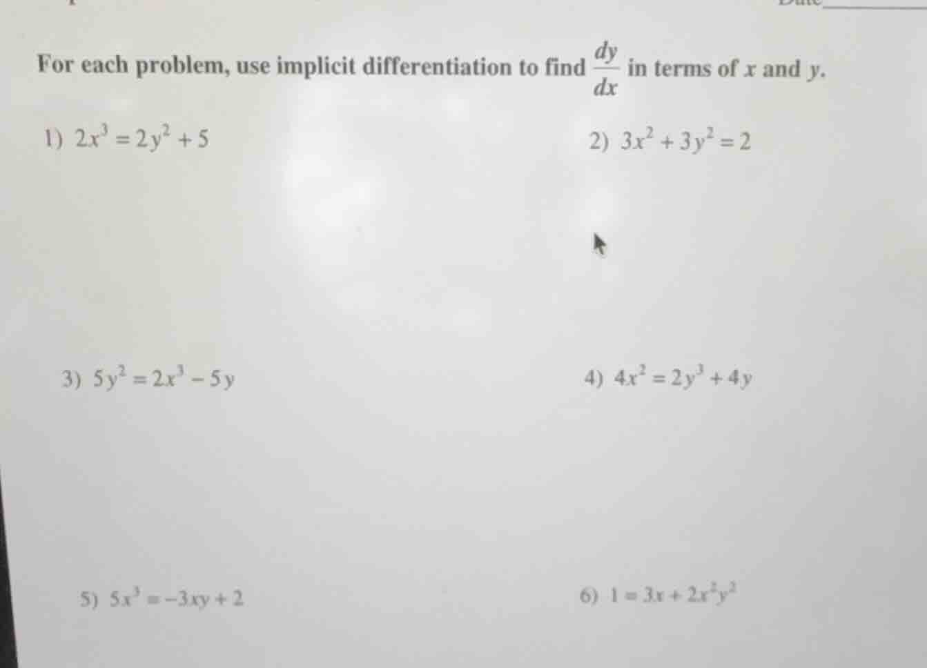 for each problem, use implicit differentiation to find \\(\\frac{dy}{dx…