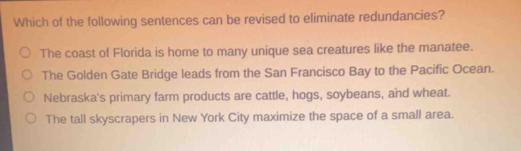 which of the following sentences can be revised to eliminate redundanci…