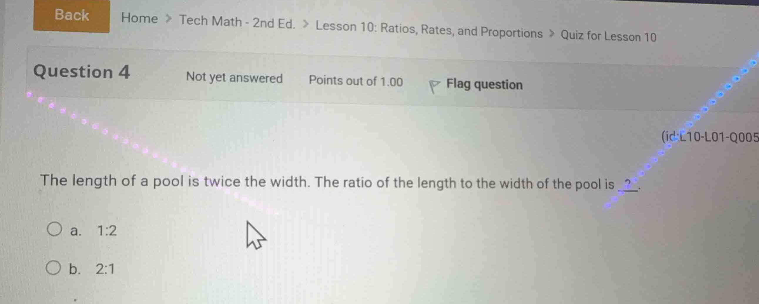 the length of a pool is twice the width. the ratio of the length to the…