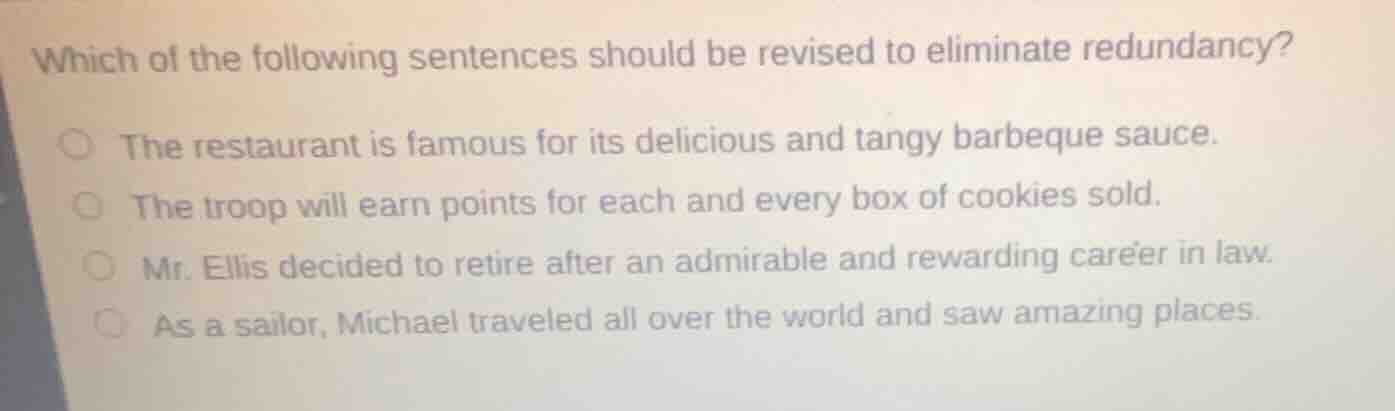 which of the following sentences should be revised to eliminate redunda…