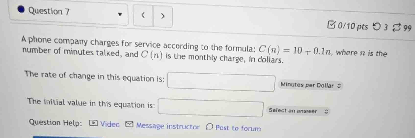 a phone company charges for service according to the formula: (c(n) = 1…