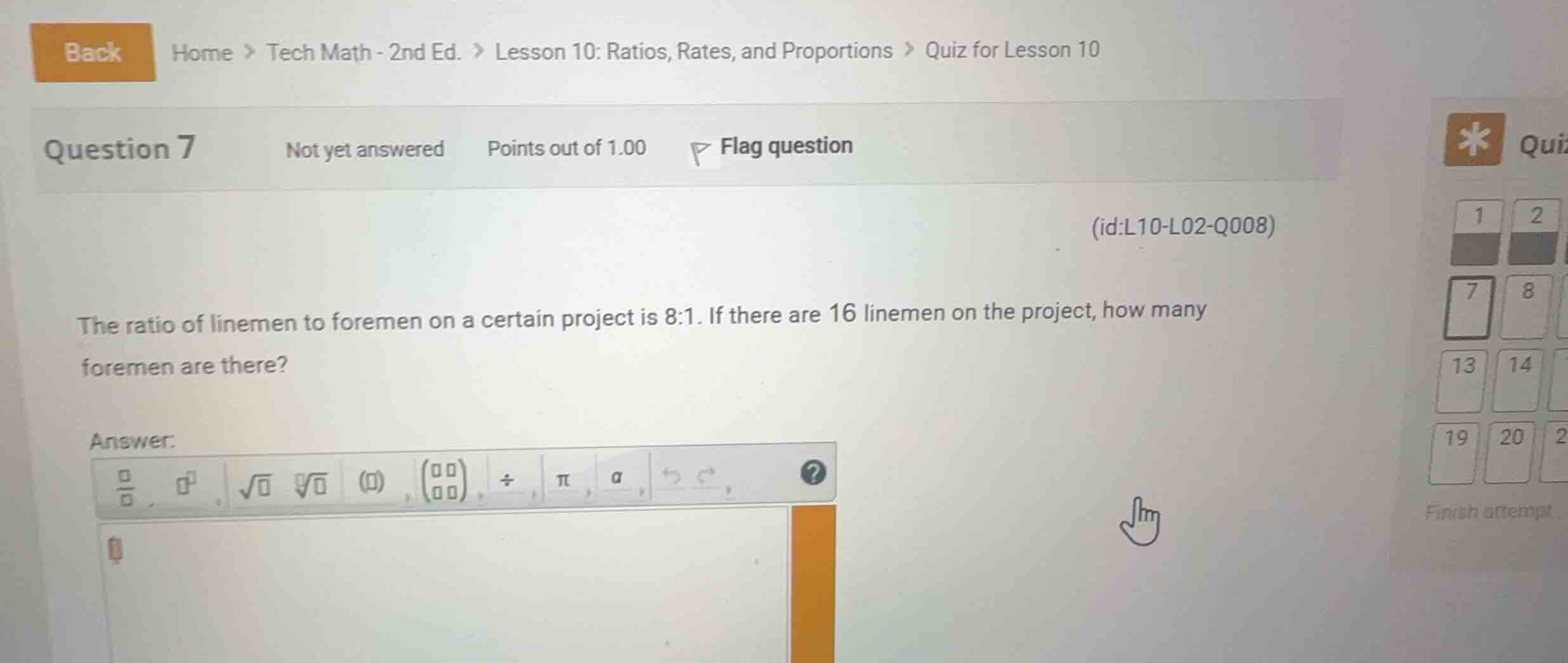 the ratio of linemen to foremen on a certain project is 8:1. if there a…