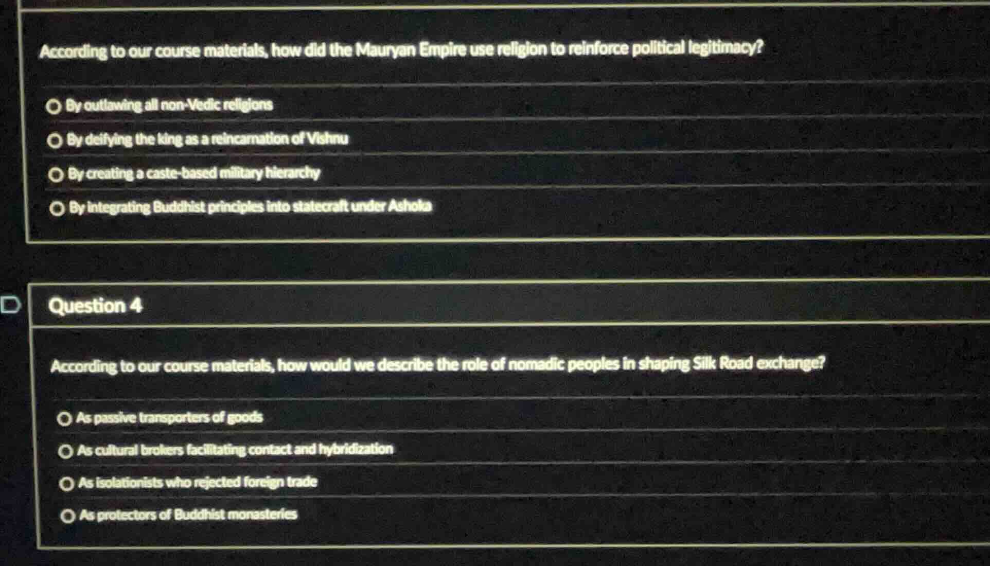 according to our course materials, how did the mauryan empire use relig…