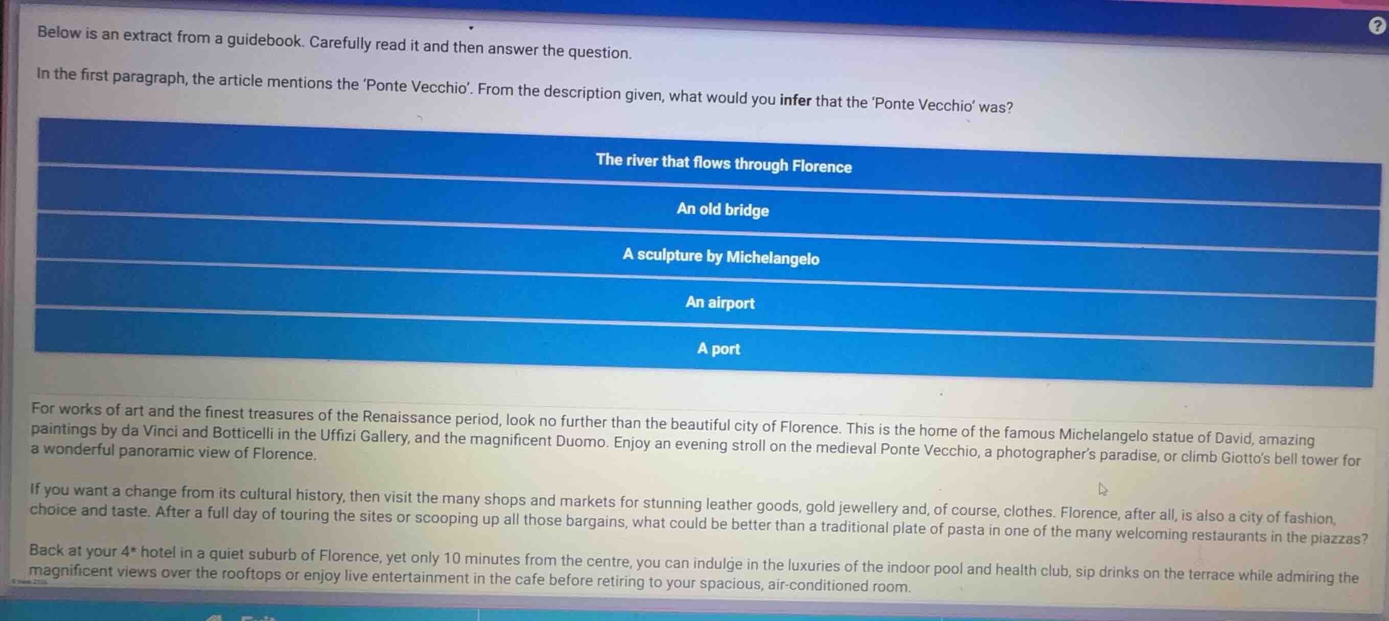 below is an extract from a guidebook. carefully read it and then answer…