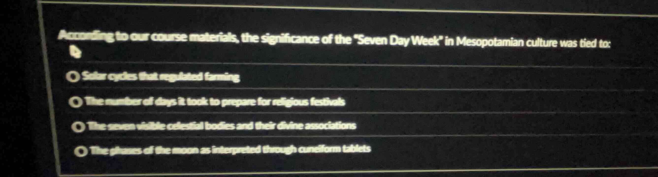 according to our course materials, the significance of the \seven day w…