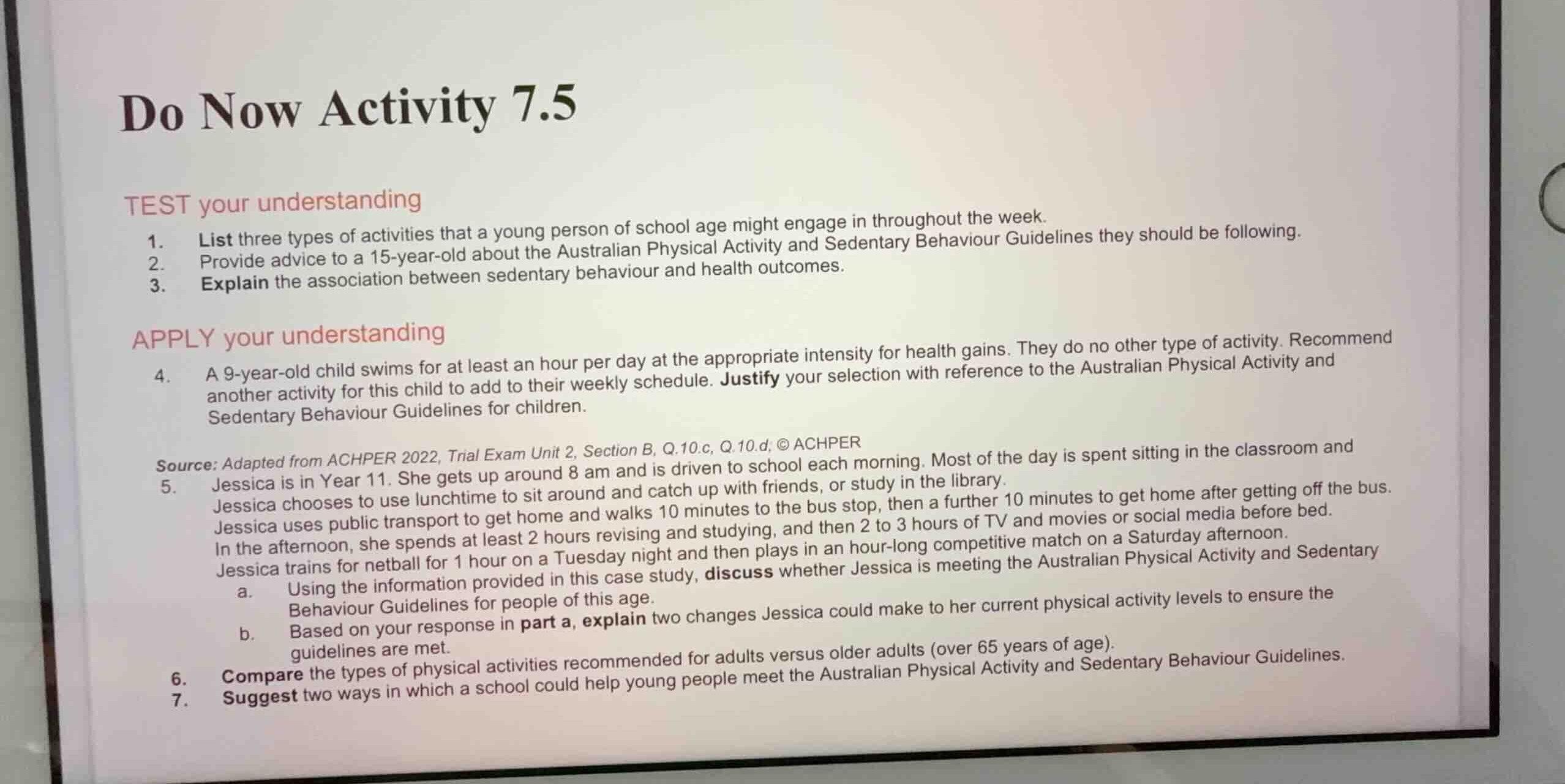 do now activity 7.5 test your understanding 1. list three types of acti…