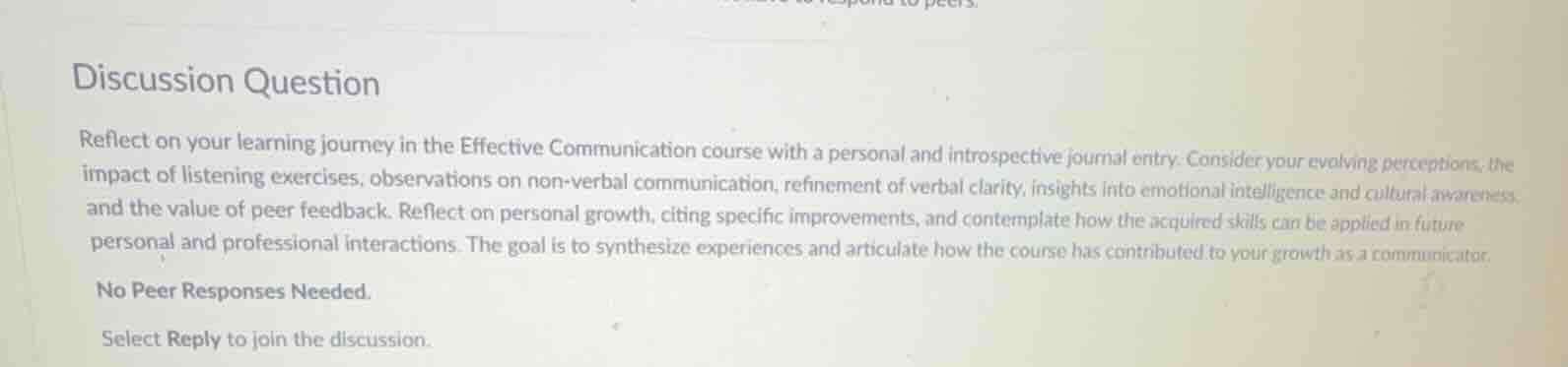 discussion question reflect on your learning journey in the effective c…
