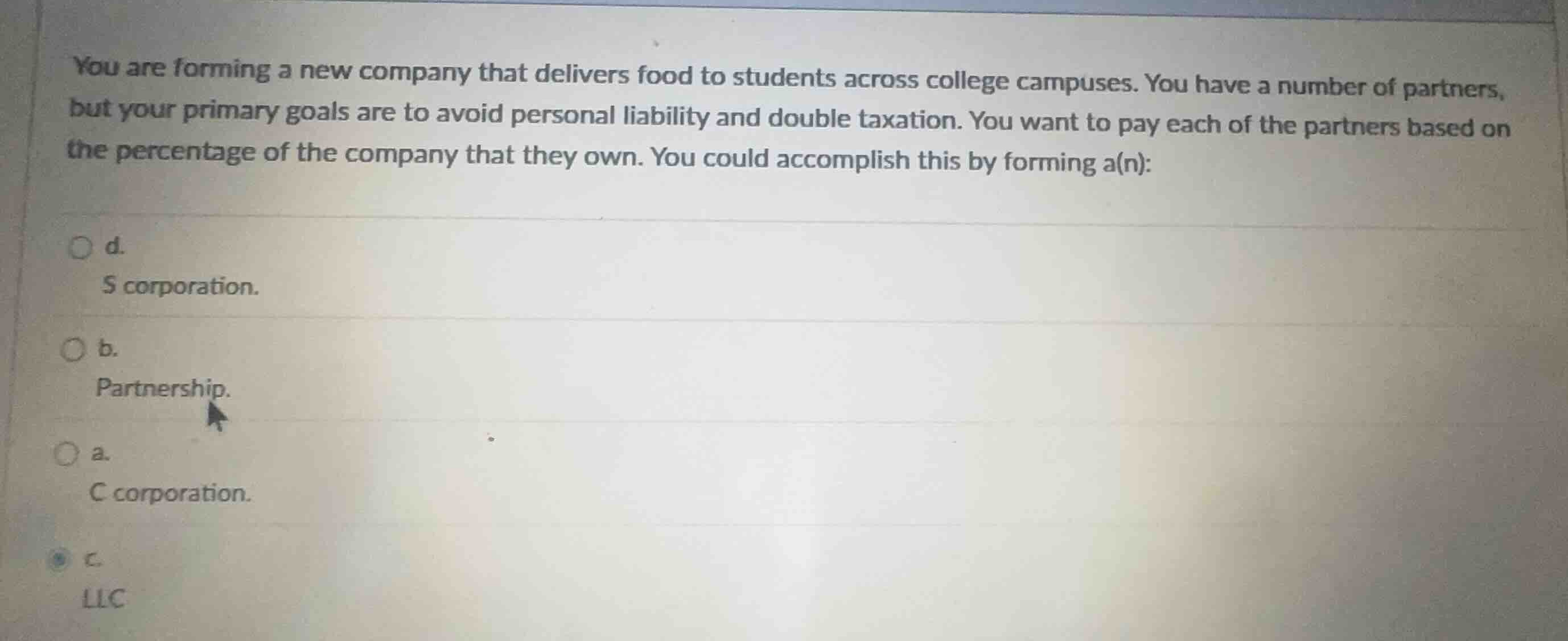 you are forming a new company that delivers food to students across col…