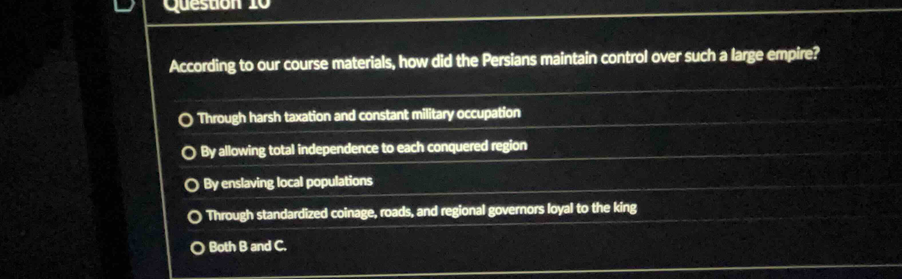 according to our course materials, how did the persians maintain contro…