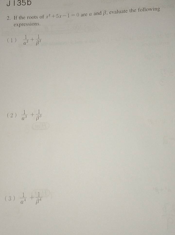 2. if the roots of (x^2 + 5x - 1 = 0) are (alpha) and (\beta), evaluate…