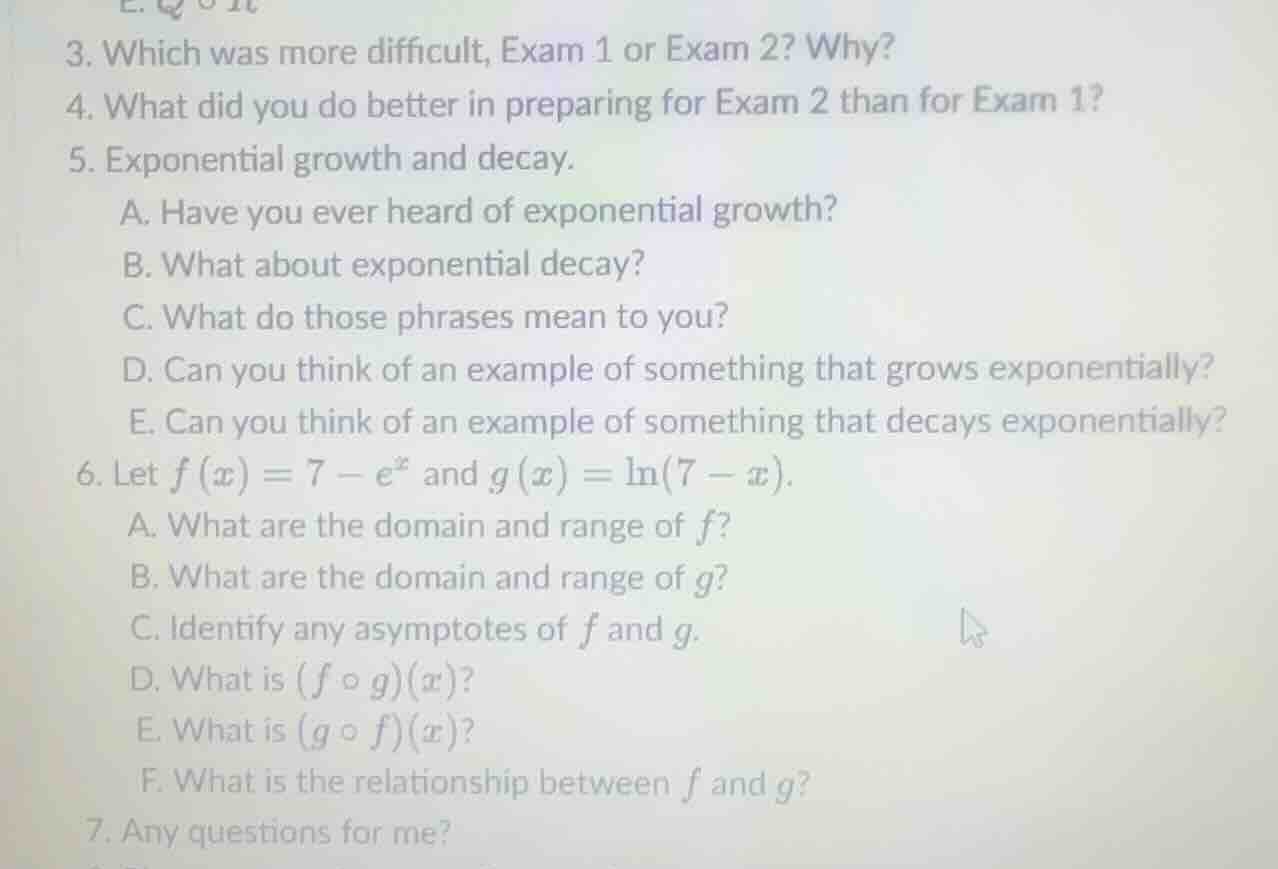 3. which was more difficult, exam 1 or exam 2? why? 4. what did you do …