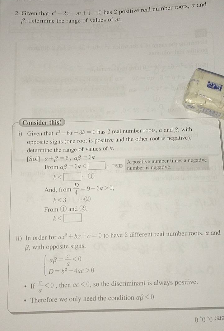 2. given that (x^2 - 2x - m + 1 = 0) has 2 positive real number roots, …