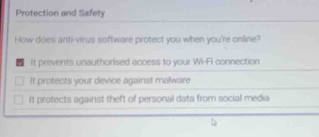 protection and safety how does anti-virus software protect you when you…