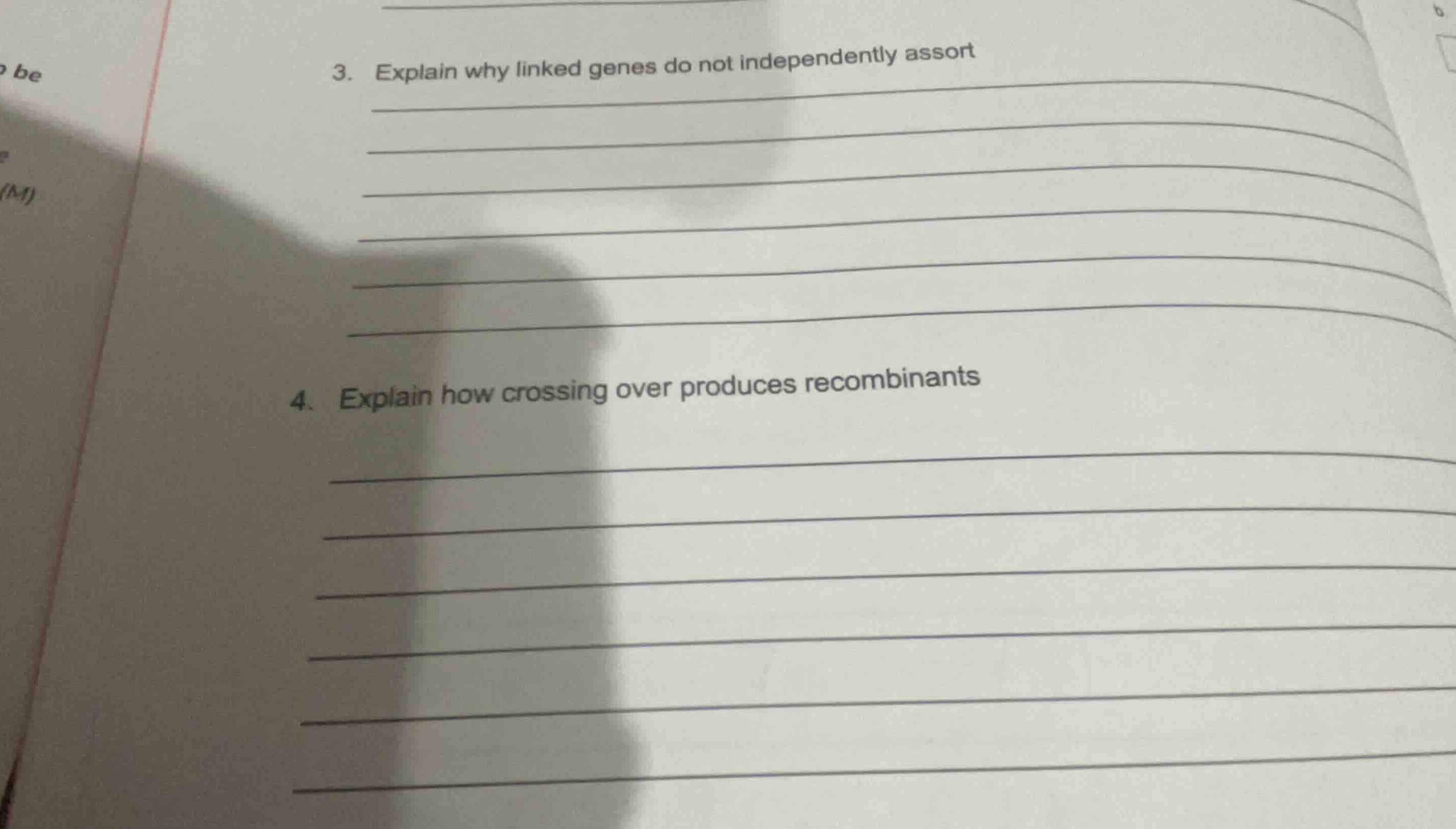 3. explain why linked genes do not independently assort 4. explain how …