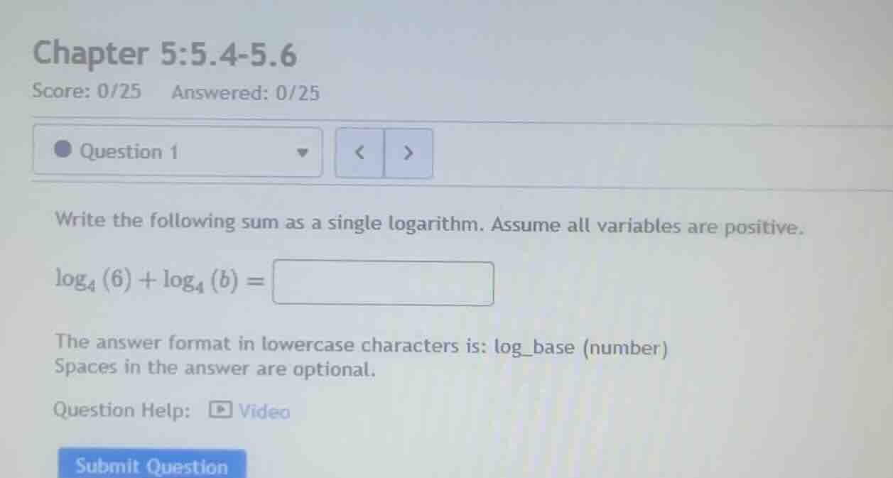write the following sum as a single logarithm. assume all variables are…