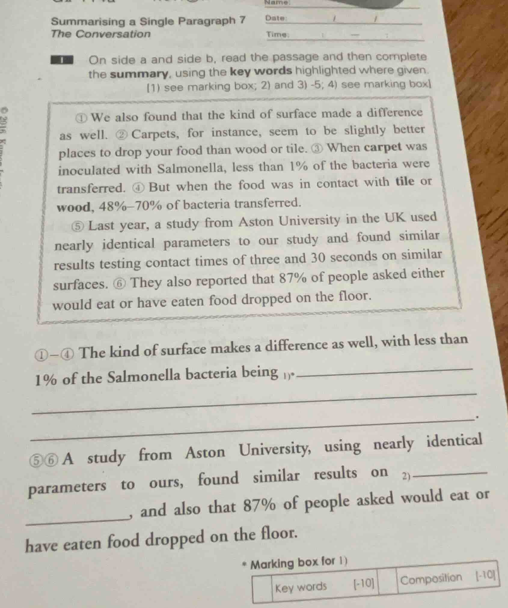 summarising a single paragraph 7 the conversation 1 on side a and side …
