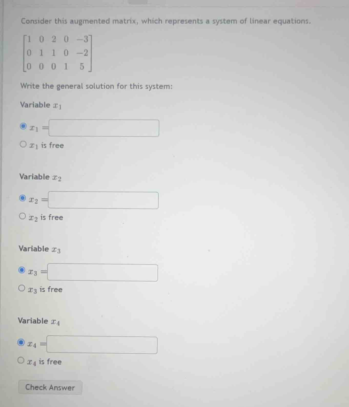 consider this augmented matrix, which represents a system of linear equ…