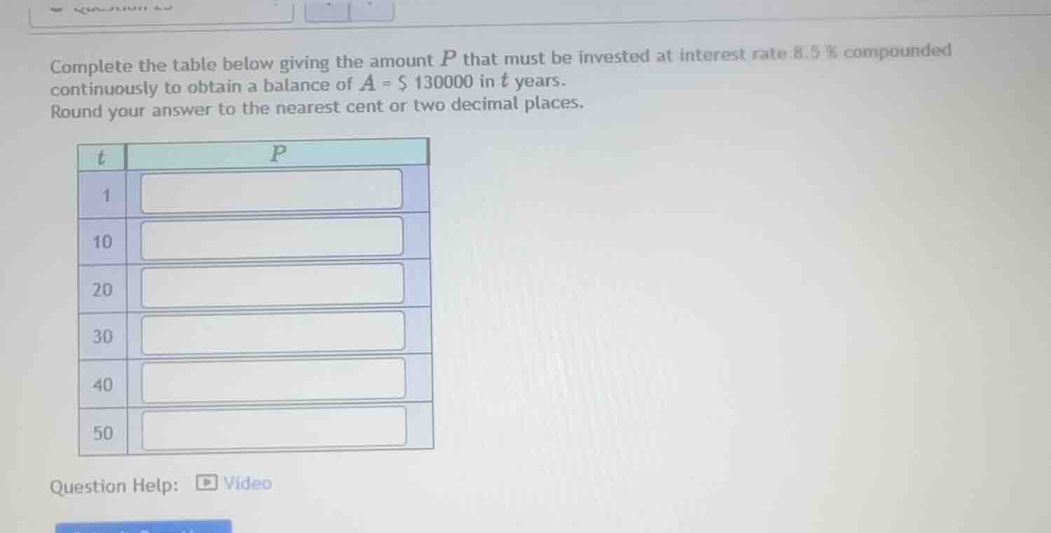 complete the table below giving the amount (p) that must be invested at…