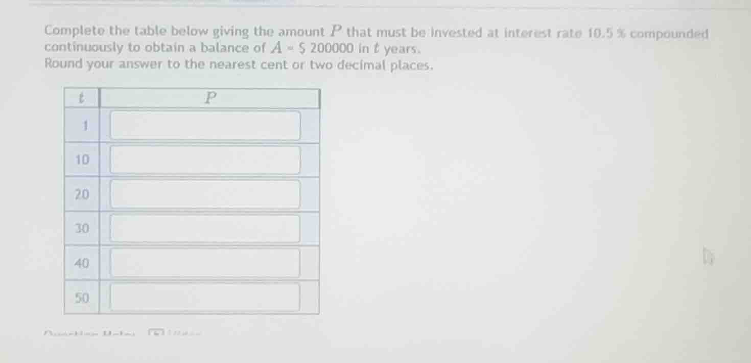 complete the table below giving the amount (p) that must be invested at…