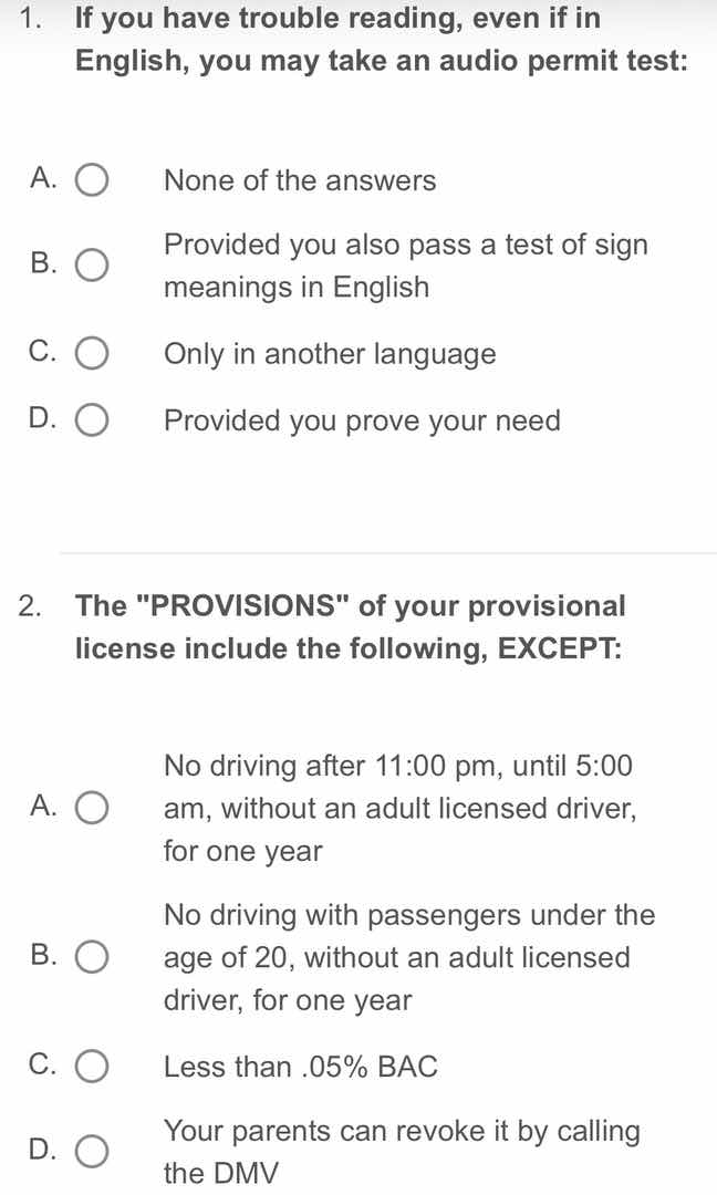 1. if you have trouble reading, even if in english, you may take an aud…