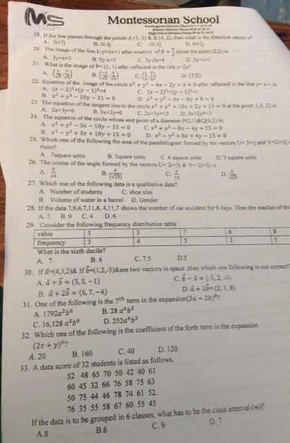 19. if the line passes through the points a (1, 5) & b (4, 2), then wha…