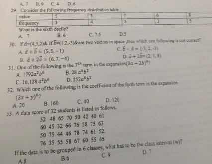 29. consider the following frequency distribution table \\begin{tabular…