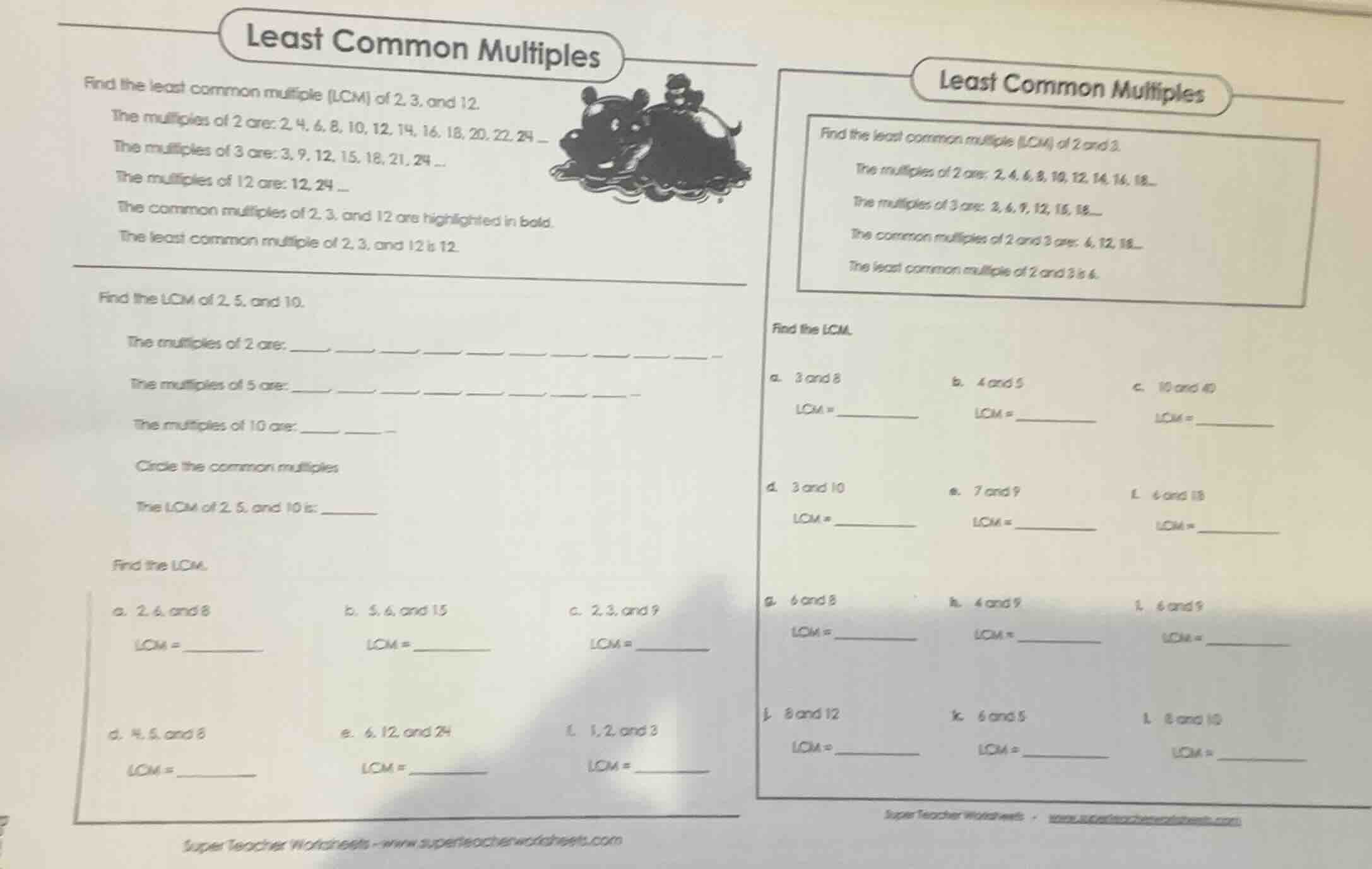 least common multiples find the least common multiple (lcm) of 2, 3, an…