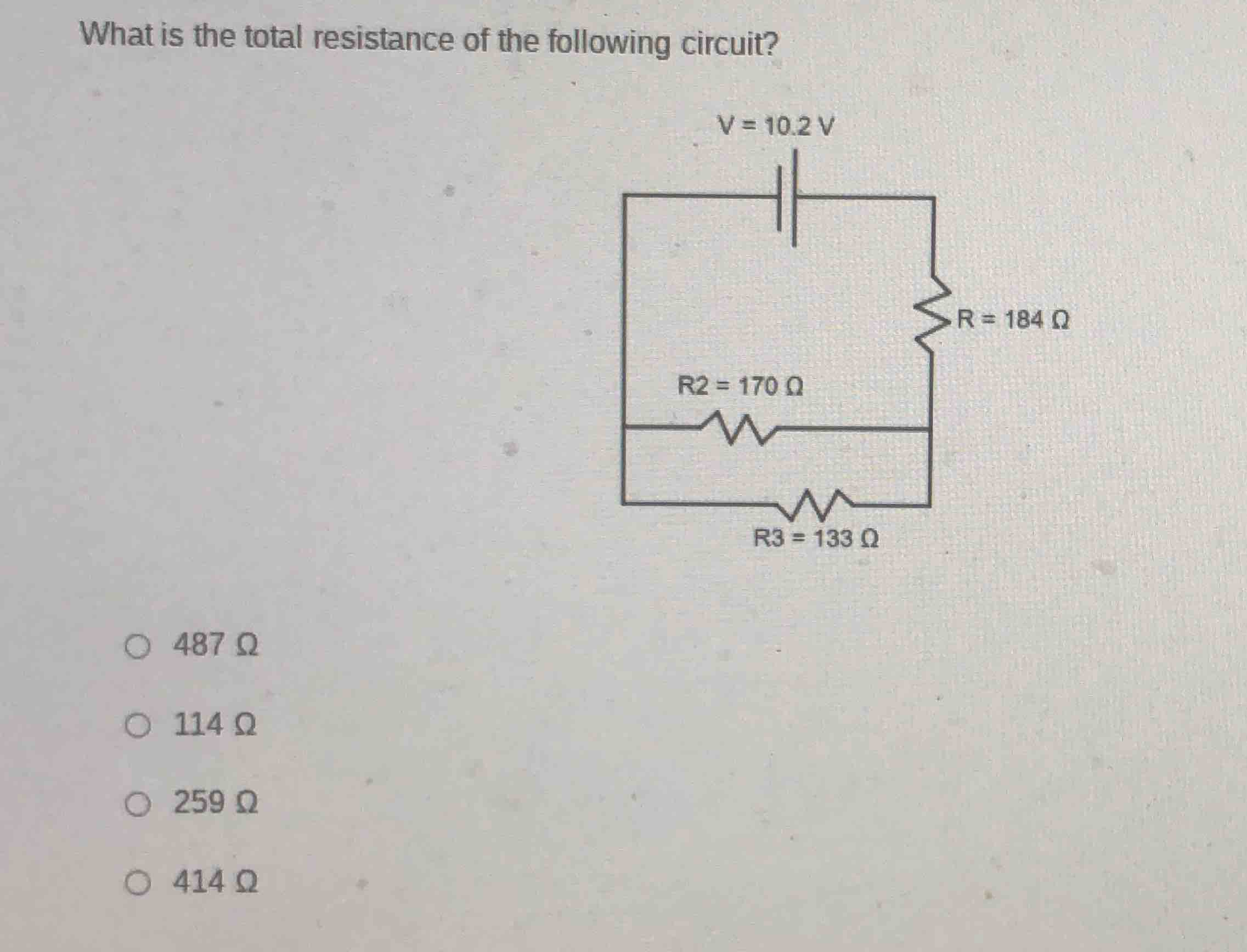 what is the total resistance of the following circuit? \\(487\\ \\omega…