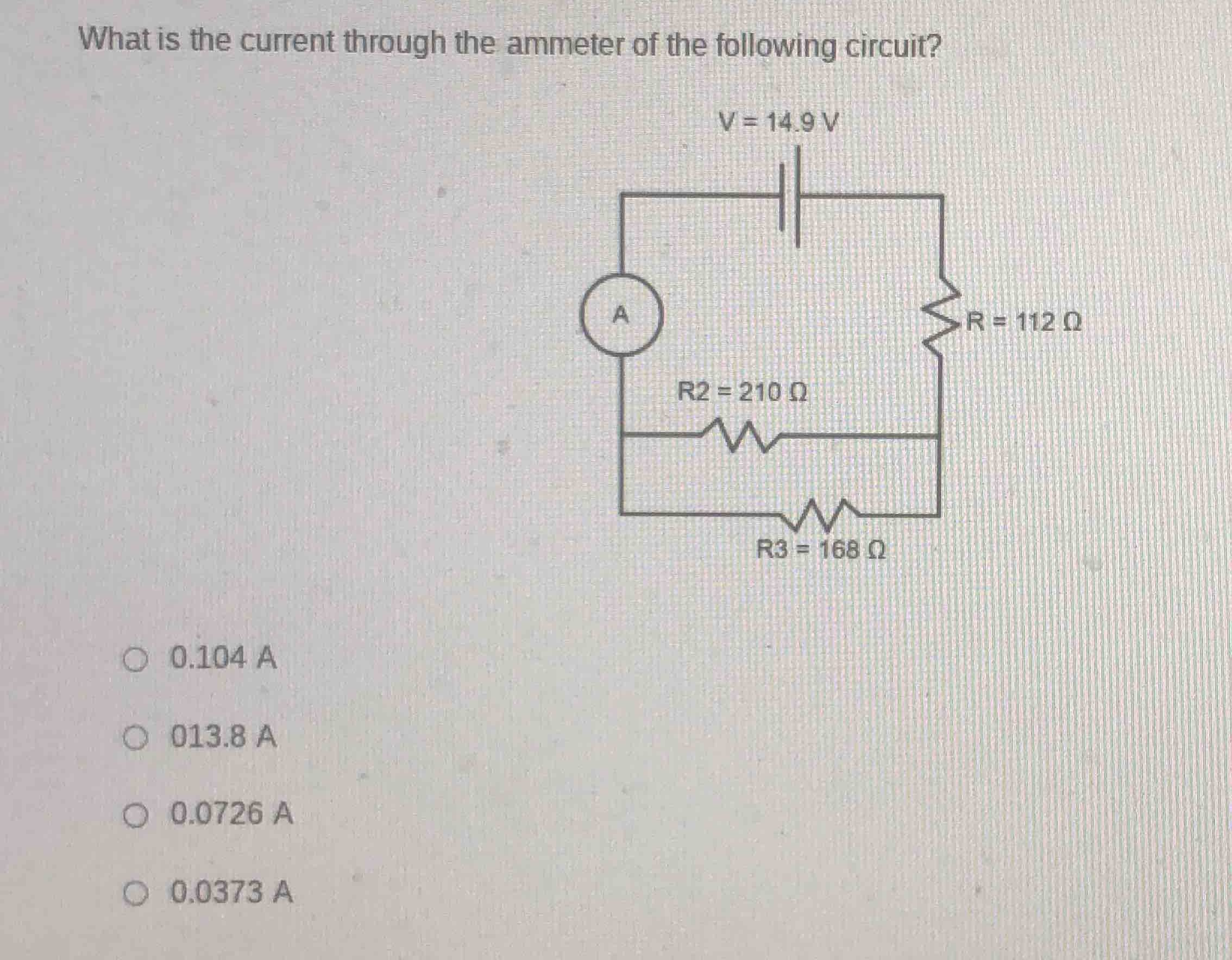 what is the current through the ammeter of the following circuit? \\(v …
