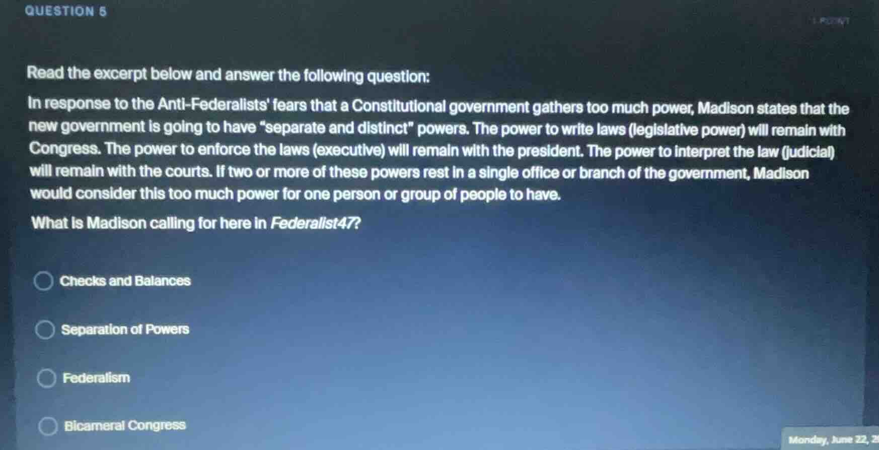 question 5 read the excerpt below and answer the following question: in…
