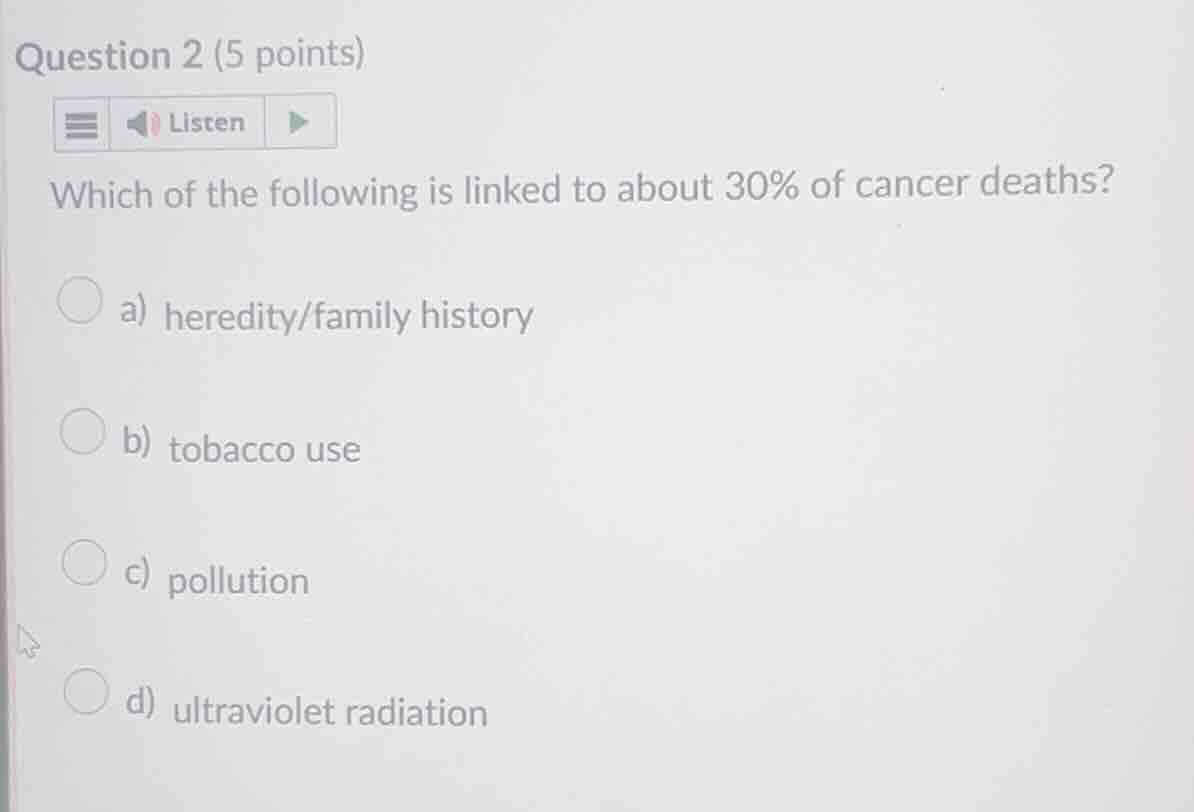 question 2 (5 points) which of the following is linked to about 30% of …