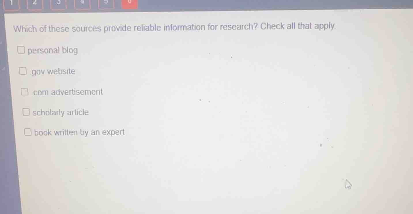 which of these sources provide reliable information for research? check…
