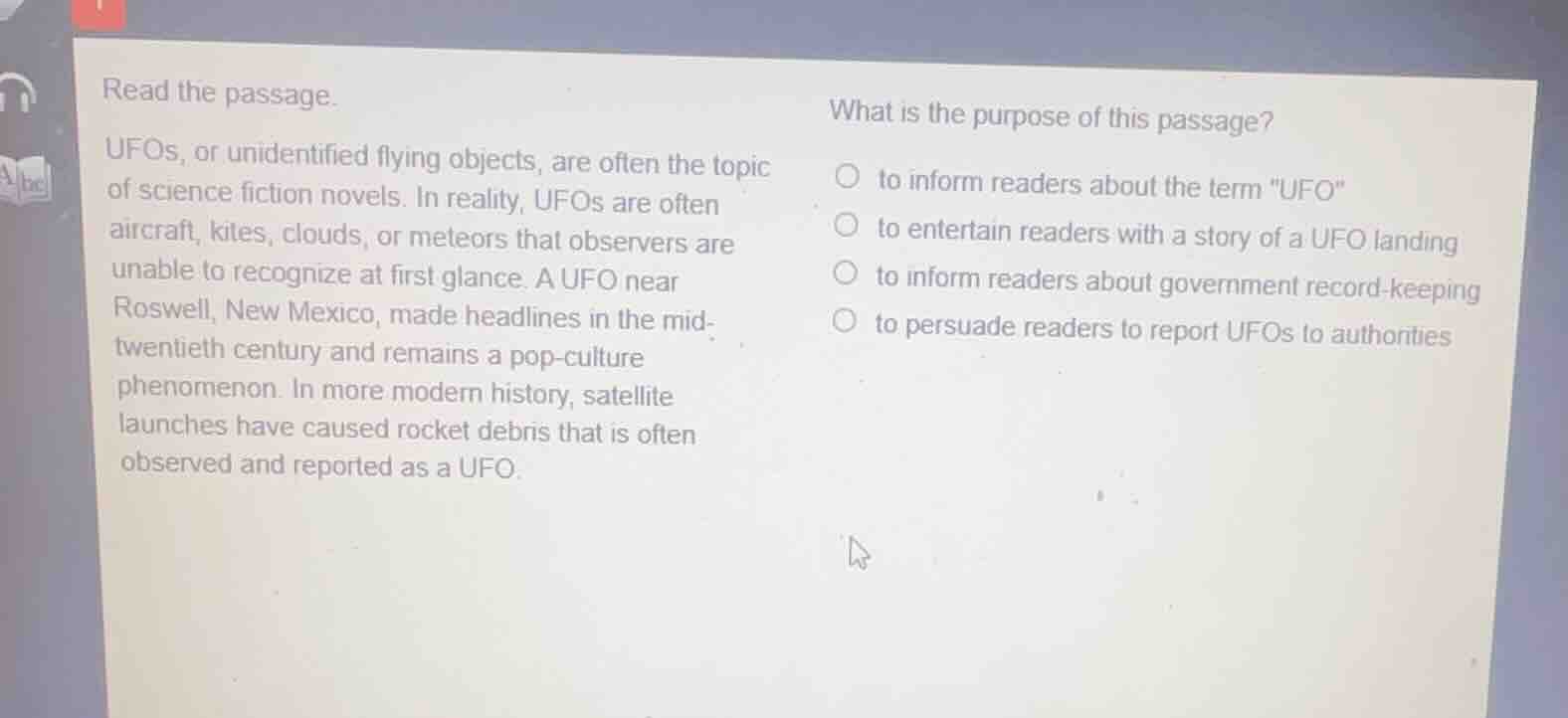 read the passage. ufos, or unidentified flying objects, are often the t…