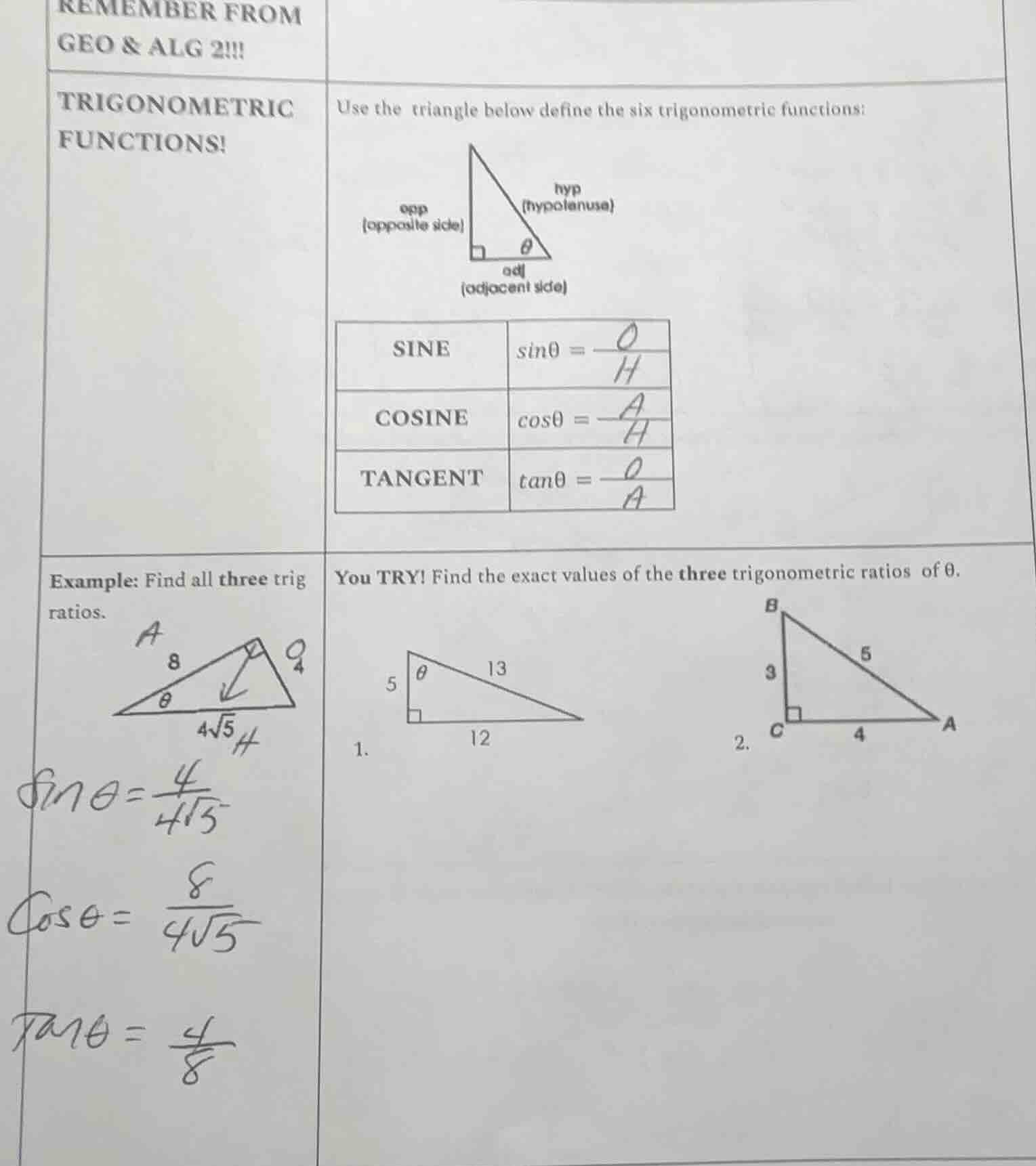remember from geo & alg 2!!! trigonometric functions! use the triangle …